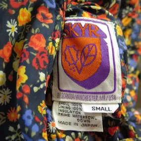 Vintage 70s Reversible Ski Vest Womens S Skyr Floral Print Down Puffy Snowboard