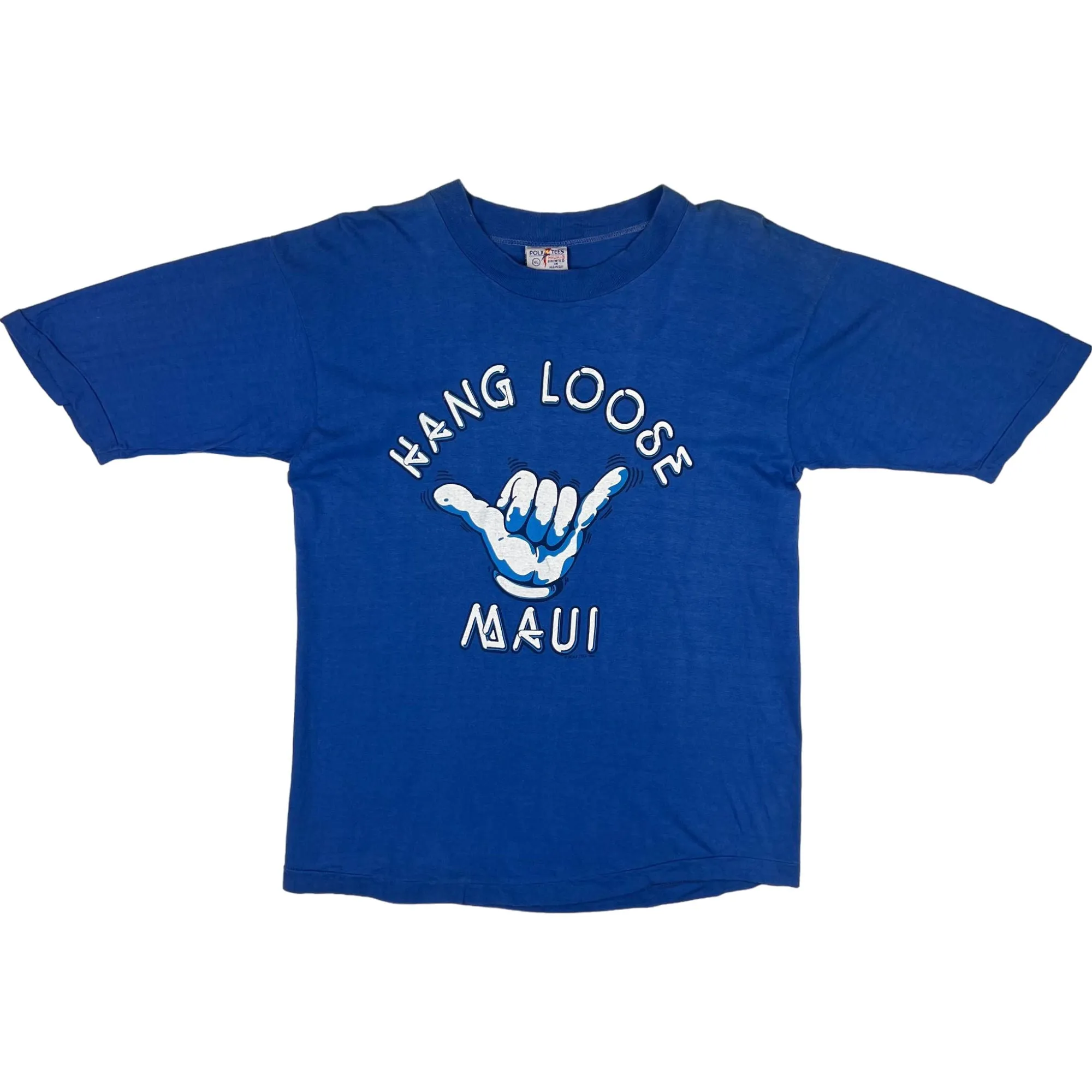 Vintage 80's Hang Loose  Polly Tees Single Stitch T-shirt Blue