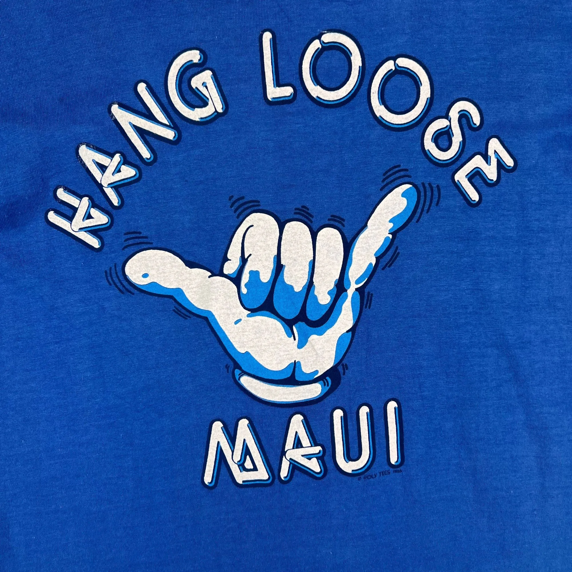 Vintage 80's Hang Loose  Polly Tees Single Stitch T-shirt Blue