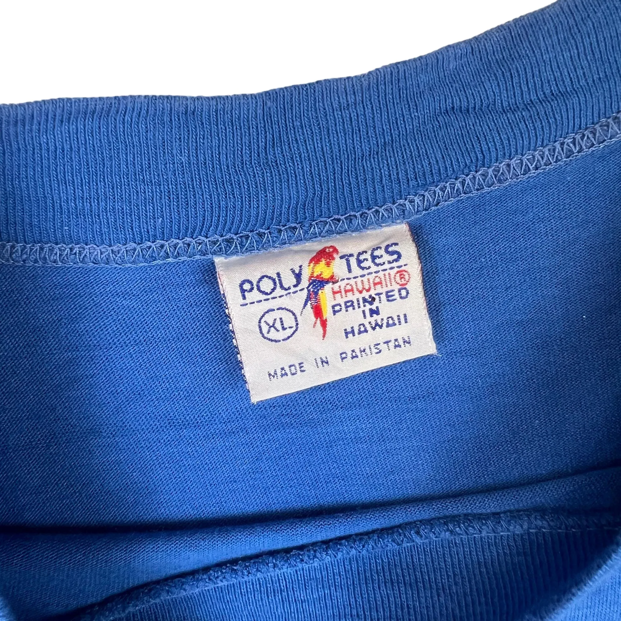 Vintage 80's Hang Loose  Polly Tees Single Stitch T-shirt Blue