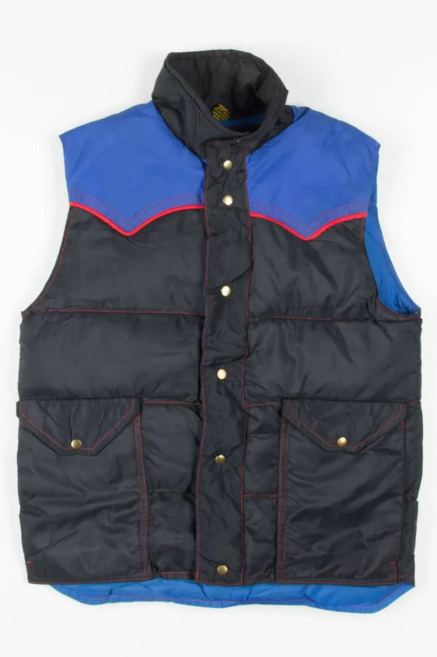 Vintage Black & Blue Down Ski Vest