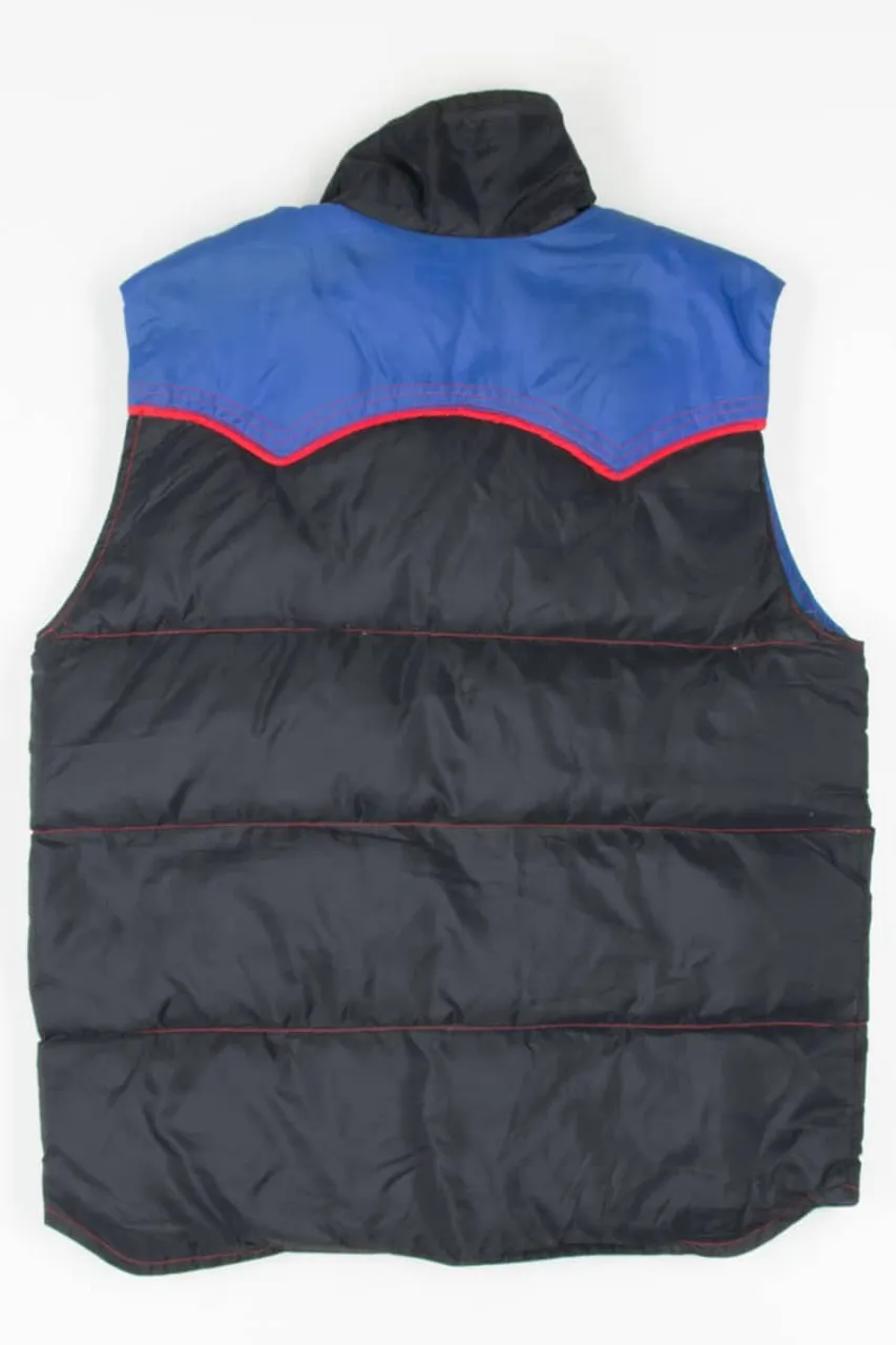 Vintage Black & Blue Down Ski Vest