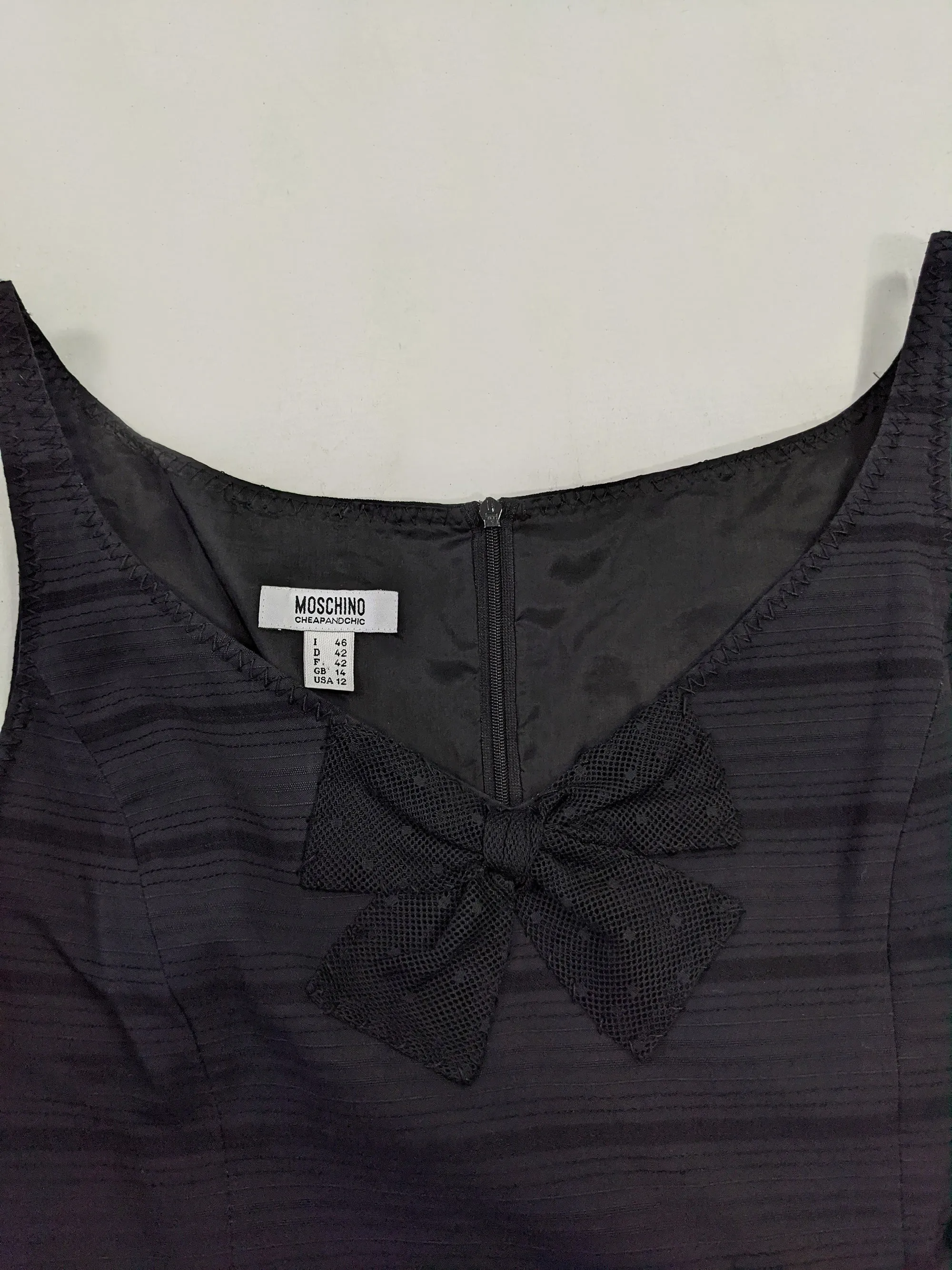 Vintage Sleeveless Black Bow Appliqué Party Dress, 1990s