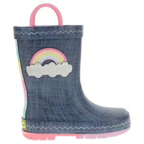 Western Chief Girl's Jean Patch Print Rubber Rain Boots - Blue