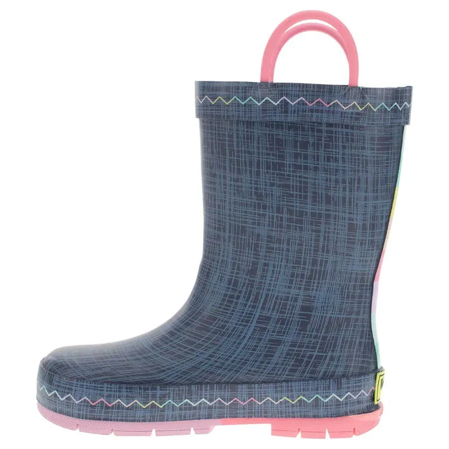 Western Chief Girl's Jean Patch Print Rubber Rain Boots - Blue