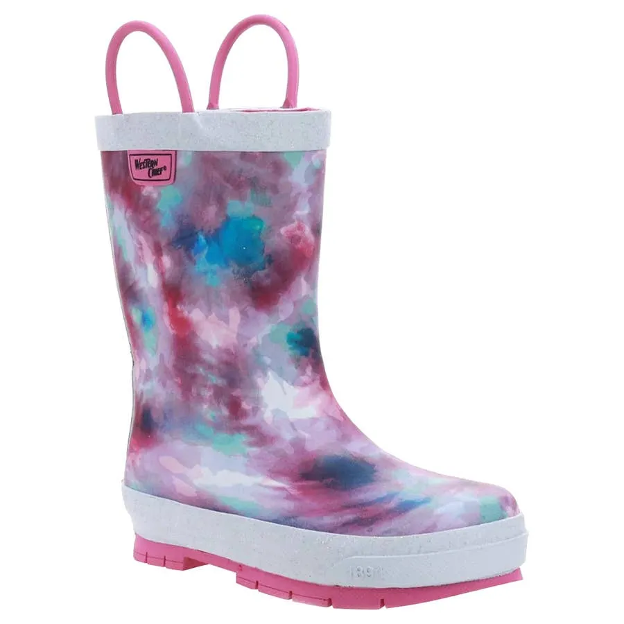 Western Chief Girl's Tie Dye Rubber Rain Boots - Fuchsia