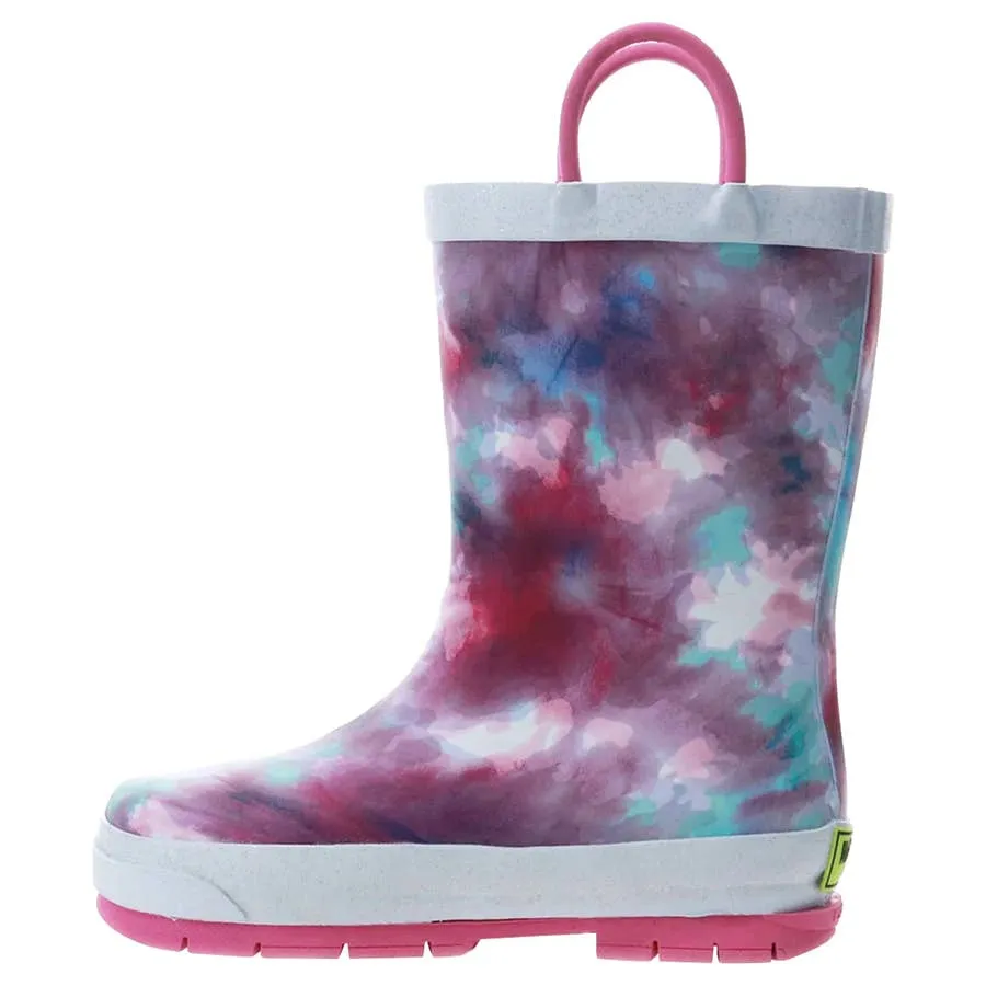 Western Chief Girl's Tie Dye Rubber Rain Boots - Fuchsia