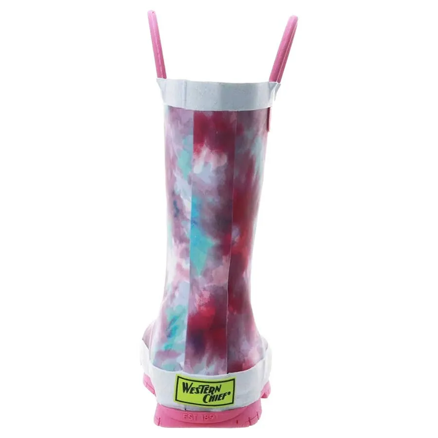 Western Chief Girl's Tie Dye Rubber Rain Boots - Fuchsia