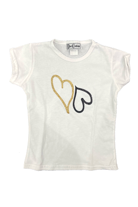 White Black Gold Glitter Heart Tee