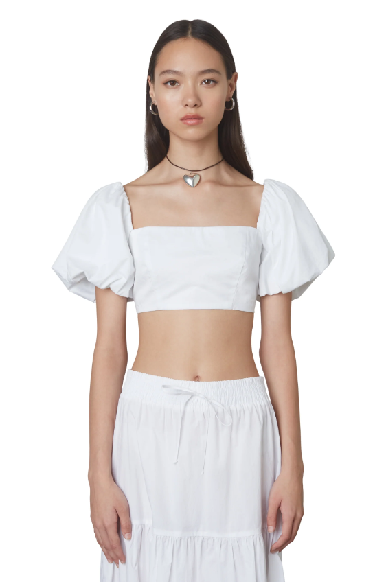 White Puff Sleeve Cropped Julianne Top