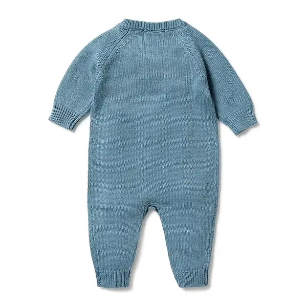 Wilson & Frenchy Knitted Button Growsuit - Bluestone