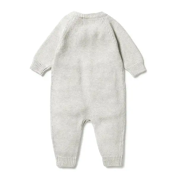 Wilson & Frenchy Knitted Button Growsuit - Grey Melange