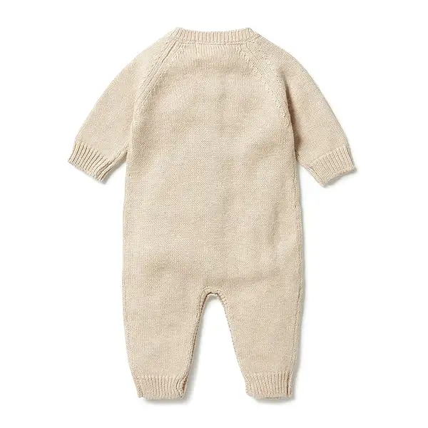 Wilson & Frenchy Knitted Button Growsuit - Oatmeal Melange