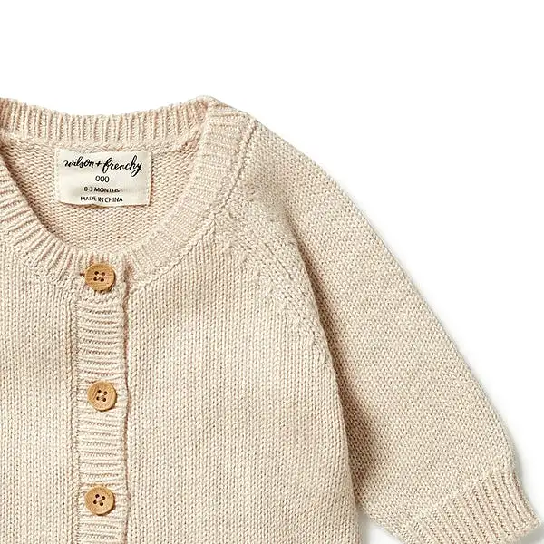 Wilson & Frenchy Knitted Button Growsuit - Oatmeal Melange