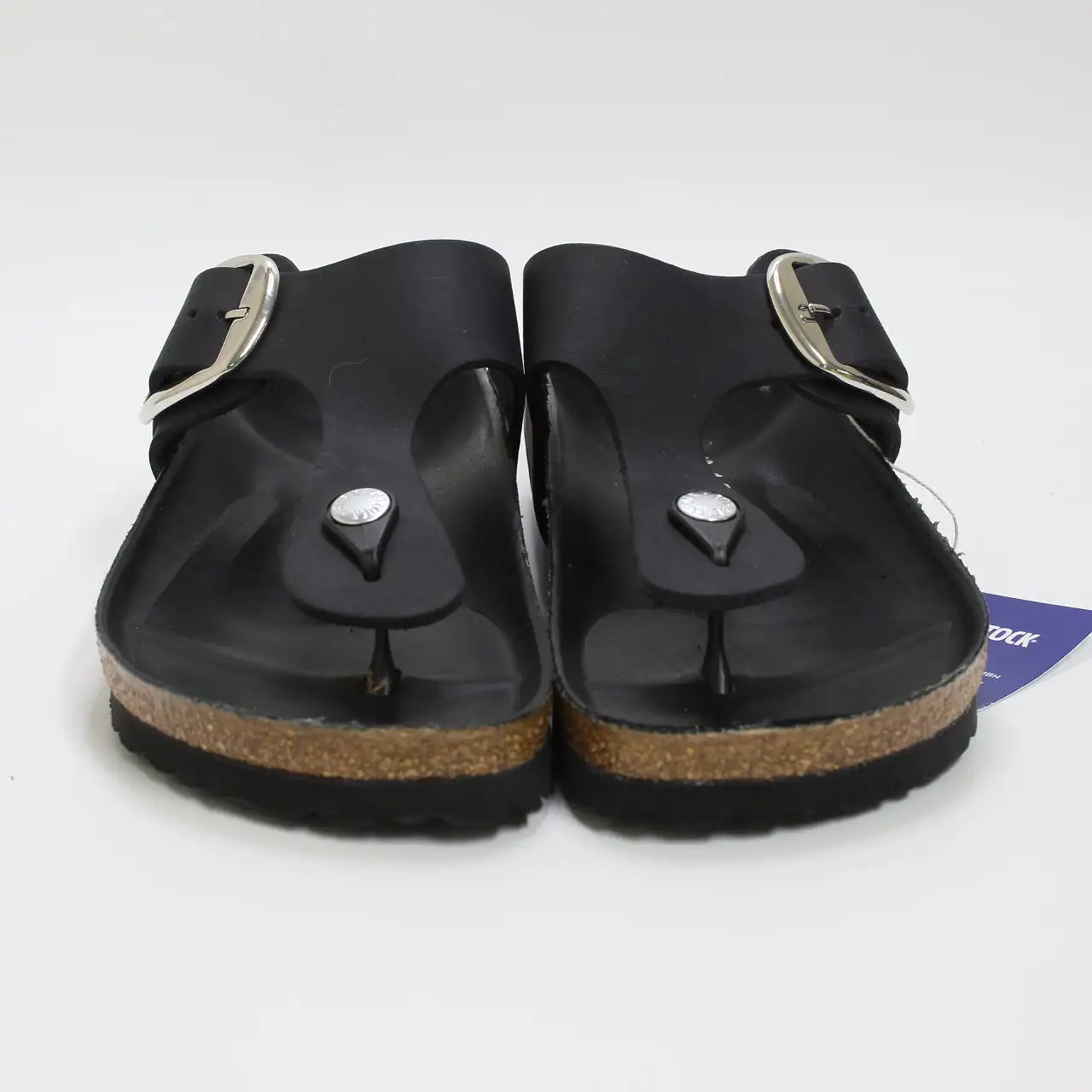 Womens Birkenstock Gizeh Big Buckle Black Leather