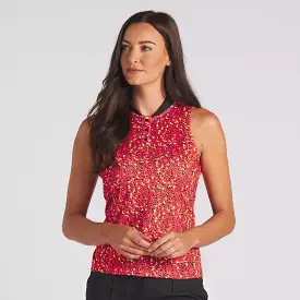 Women's Leopard Pique Range Sleeveless Golf Polo