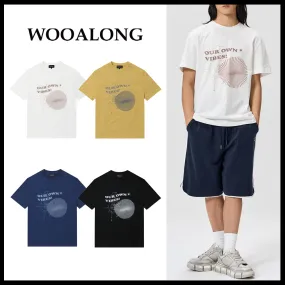 WOOALONG  |Crew Neck Unisex Street Style Plain Cotton Short Sleeves