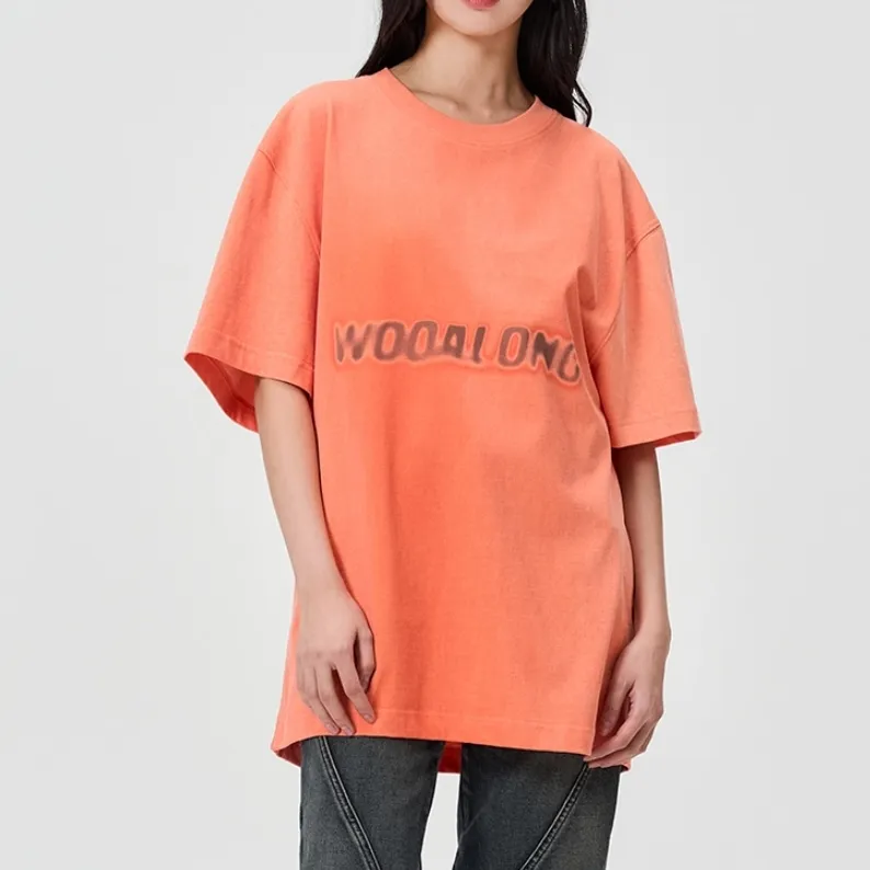 WOOALONG  |Unisex Street Style Plain Cotton Short Sleeves Logo T-Shirts