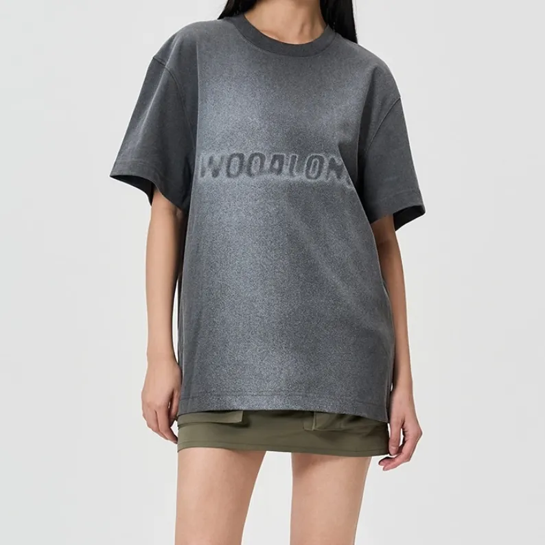 WOOALONG  |Unisex Street Style Plain Cotton Short Sleeves Logo T-Shirts