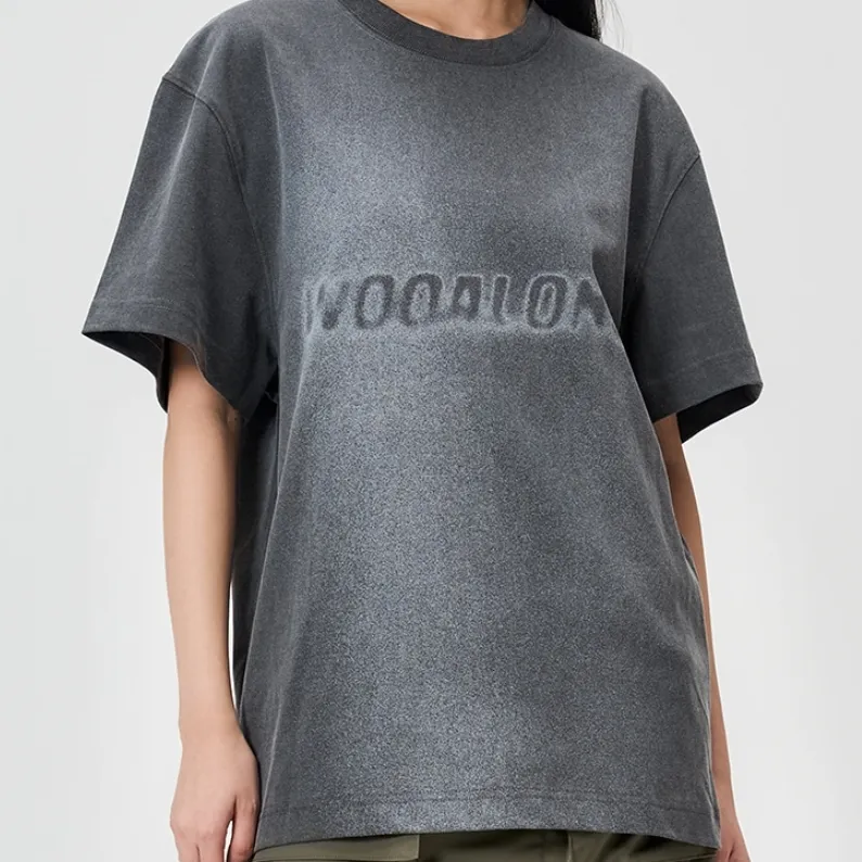 WOOALONG  |Unisex Street Style Plain Cotton Short Sleeves Logo T-Shirts