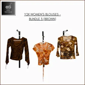 Y2K WOMEN'S BLOUSES - BUNDLE 3 (BROWN) - 14 PCS