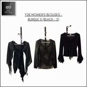 Y2K WOMEN'S BLOUSES - BUNDLE 5 (BLACK - 2) - 10 PCS